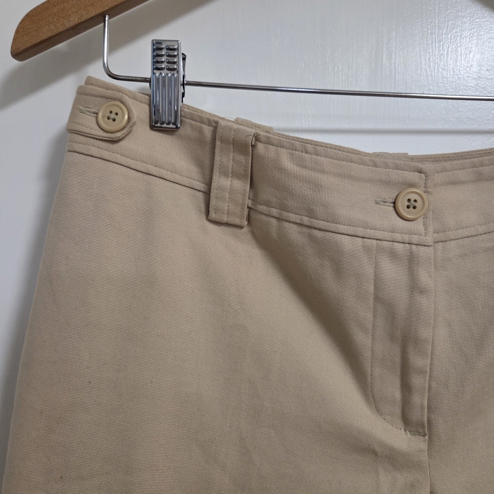 LOFT Womens Marisa Capri Pants Size 8 Beige Cropped Lace Hem Stretch Cotton - Picture 3 of 12